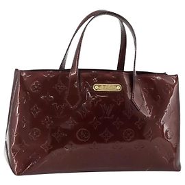 LOUIS VUITTON Vernis Wilshire PM Hand Bag Rouge Favist M91644 LV