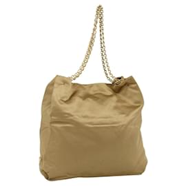 PRADA Chain Tote Bag Satin Gold