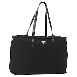 PRADA Tote Bag Nylon Black Silver