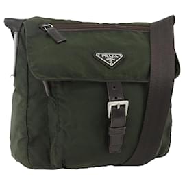 PRADA Shoulder Bag Nylon Khaki Silver