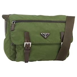 PRADA Shoulder Bag Nylon Khaki Silver
