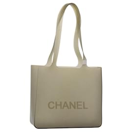 CHANEL Tote Bag Rubber Gray Silver CC
