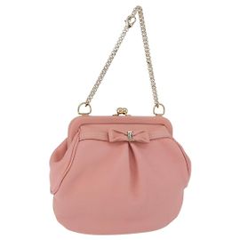 Salvatore Ferragamo Gancini Chain Shoulder Pouch Leather Pink Gold