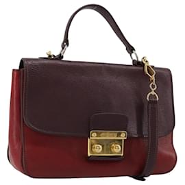 Miu Miu Bolso de mano de piel 2way Rojo Dorado