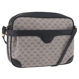 GUCCI Micro GG Supreme Shoulder Bag PVC Navy Gold