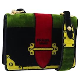 PRADA Shoulder Bag Velor Black Gold