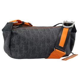 Christian Dior Trotter Canvas Flight Shoulder Bag Gray Silver