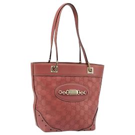 GUCCI GG Canvas Guccissima Tote Bag Leather Pink Gold 145994