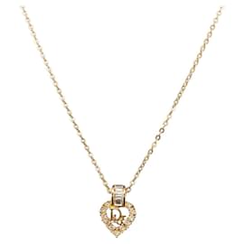 Collar de Corazón con Pedrería Christian Dior metal Gold