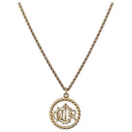 Christian Dior CD Logo Round Necklace metal Gold