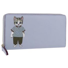 GUCCI Yuko Higuchi Zip Around Wallet Japan Leather Blue 847918
