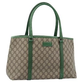 GUCCI GG Supreme Tote Bag PVC Beige Silver 114595