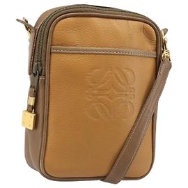 LOEWE Shoulder Bag Leather Brown gold