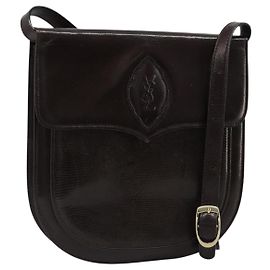 SAINT LAURENT Schultertasche aus Leder Braun Gold