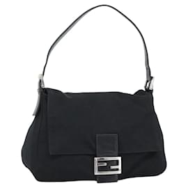 FENDI Bolso de hombro Mamma Baguette de jersey de algodón Negro Plata