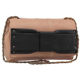 Chloé Bolsa de Ombro Chloe Chain June em Couro Rosa Dourado