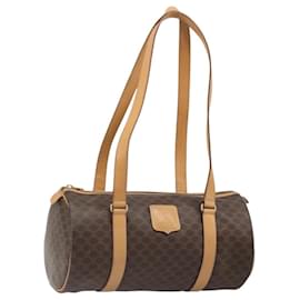 CELINE Macadam Canvas Shoulder Bag PVC Leather Brown Gold - Céline