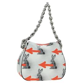 PRADA Sports Chain Shoulder Bag Leather White Silver - Prada
