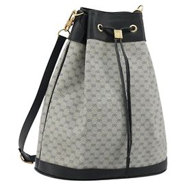 GUCCI Micro GG Supreme Shoulder Bag PVC Navy Gold 001 58 4793