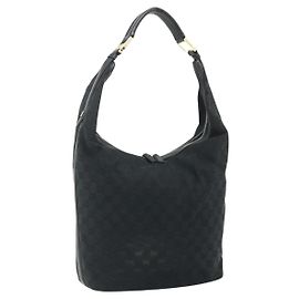 GUCCI GG Canvas Schultertasche Schwarz Gold 001 4287