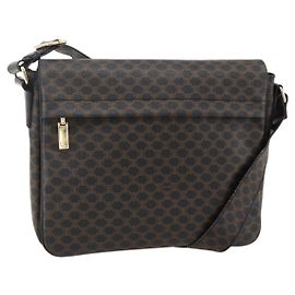 Céline CELINE Macadam Canvas Shoulder Bag PVC Leather Black Gold