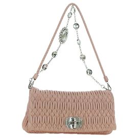 Miu Miu Matelasse Chain Shoulder Bag Leather 2way Pink Silver