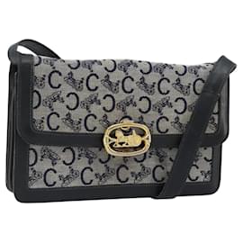 Céline CELINE C Sulky Shoulder Bag Canvas Navy Gold