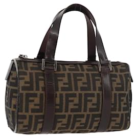FENDI Zucca Canvas Hand Bag Black Brown