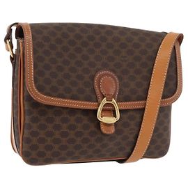 Céline CELINE Macadam Canvas Shoulder Bag PVC Leather Brown Gold