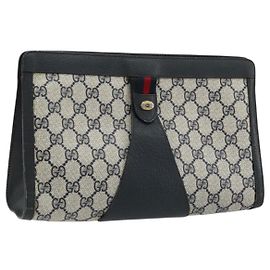 GUCCI GG Supreme Sherry Line Clutch Bag PVC Navy 89 01 033