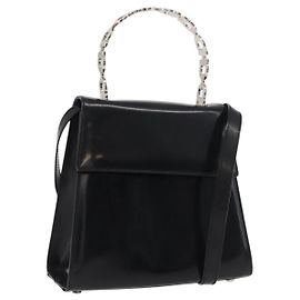 Salvatore Ferragamo Gancini Bag Patent leather 2way Black Silver