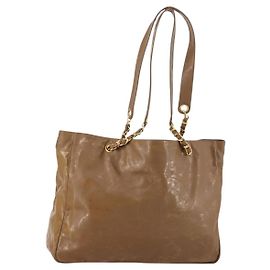 CHANEL Tote Bag Emaille Braun Gold CC