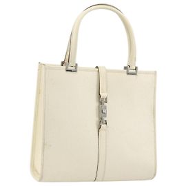 GUCCI Jackie Hand Bag Leather Ivory Silver 002 1065