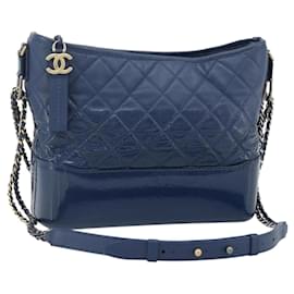 CHANEL Chain Gabriel De Chanel Bag Caviar Skin Blue Gold CC