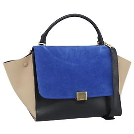 Céline CELINE Trapeze Hand Bag Leather 2way Blue Gold