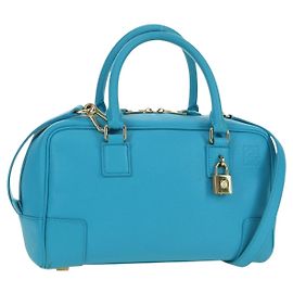LOEWE Amazonas 23 Hand Bag Leather 2way Light Blue Gold