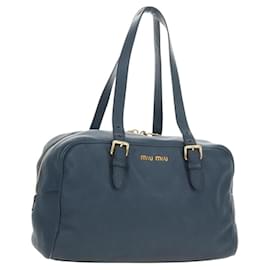 Miu Miu Shoulder Bag Leather Navy Gold