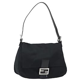 FENDI Bolso de hombro Mamma Baguette de jersey de algodón negro plata