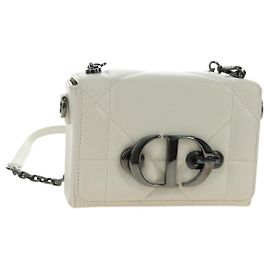 Christian Dior Canage Caro Shoulder Bag Lamb Skin White Silver