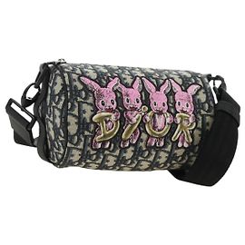 Christian Dior Trotter Canvas Roller Messenger Shoulder Bag Navy