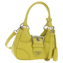 PRADA Hand Bag Leather 2way Yellow Silver