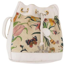 GUCCI Shoulder Bag Canvas Flora Beige Gold 007 14 0071