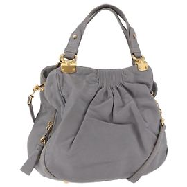 Miu Miu Handtasche Leder 2way Grau Gold