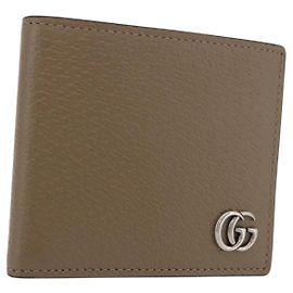 GUCCI GG Marmont Wallet Leather Beige Silver 428726