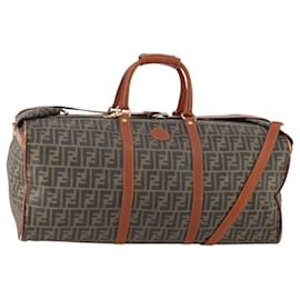 FENDI Zucca Canvas Boston Bag PVC Black Brown