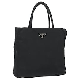 PRADA Hand Bag Nylon Black Silver