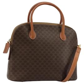 Céline CELINE Macadam Canvas Hand Bag PVC Leather 2way Brown Gold