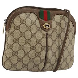 GUCCI GG Supreme Web Sherry Line Bag PVC Beige Gold 904 02 047