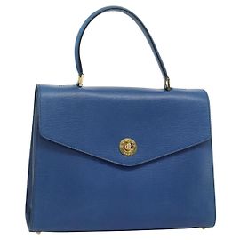 Céline CELINE Circle Hand Bag Leather Blue Gold