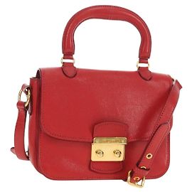 Miu Miu Hand Bag Leather 2way Red Gold